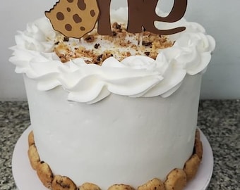 Cookie Theme 1st Birthday Cake Topper: &quot;One&quot; Cardstock Topper