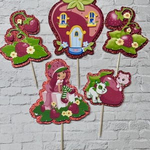 Strawberry Shortcake Cake Topper: Glitter Berry Sweet Birthday Decoration