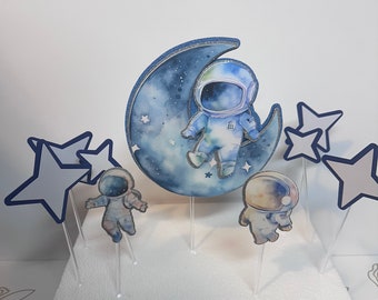 Astronaut Cake Topper: Glitter Space Baby Shower, 1st Birthday