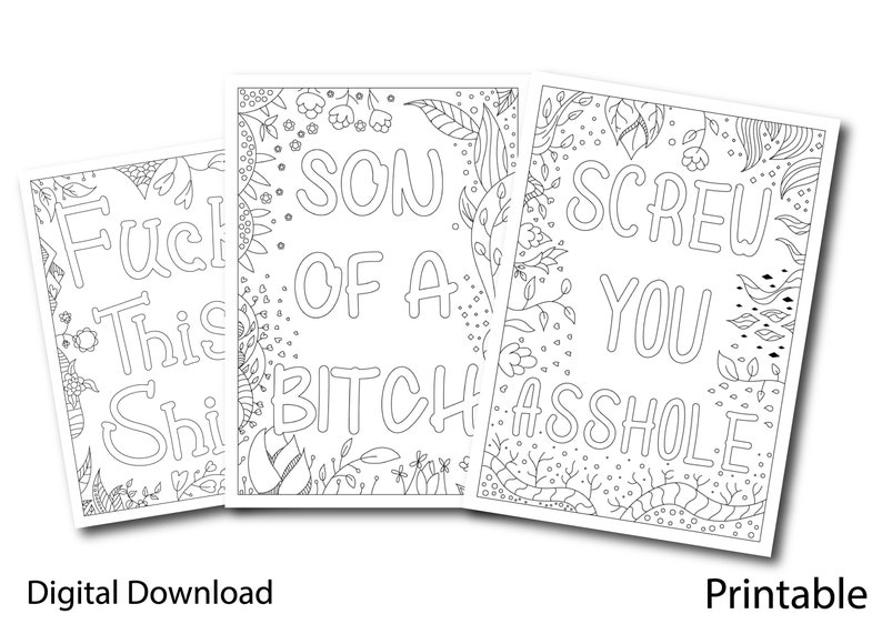 12 Sweary Coloring Page Bundle Sweary Coloring Book Swear - Etsy