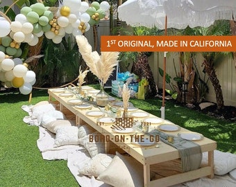 Foldable Picnic table, picnic table, boho picnic table, luxury picnic table, low table, low fold table, wooden outdoor table, picnic