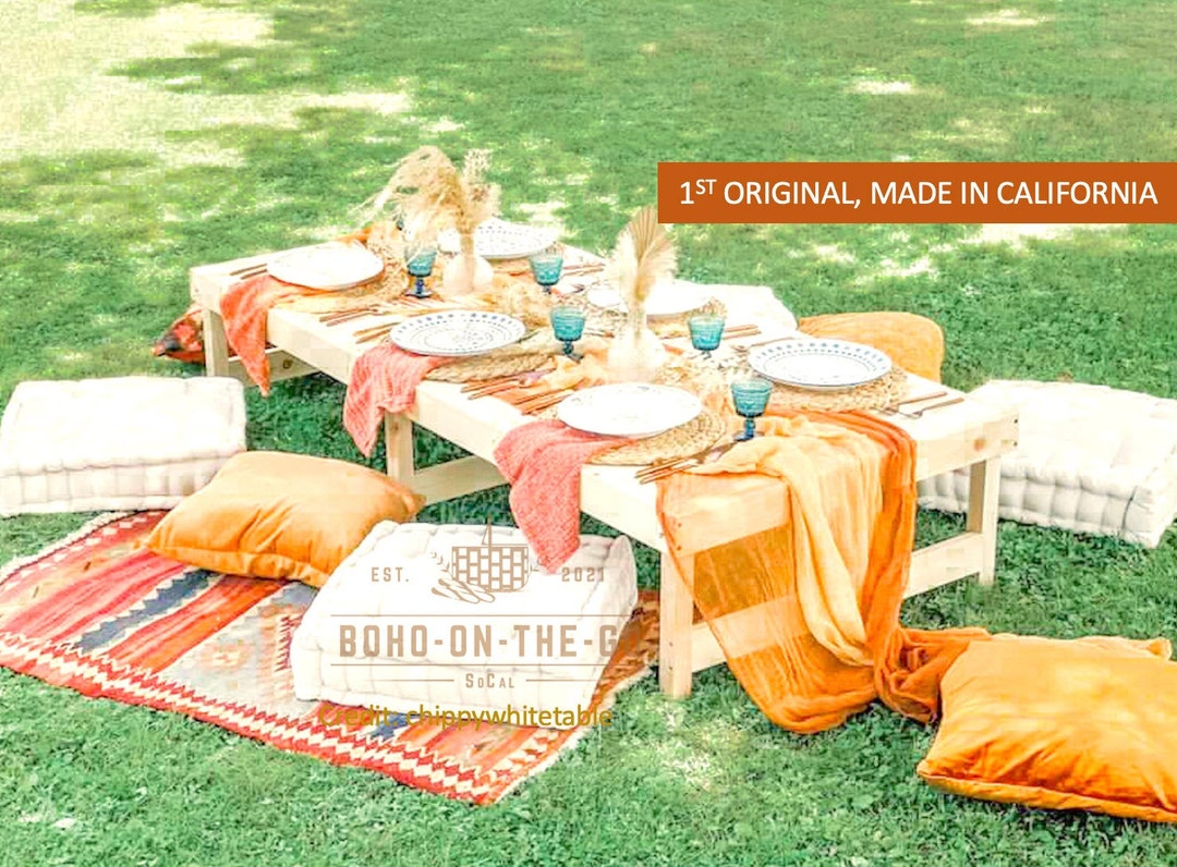 Table Pliante En Bois Pour Pique-nique – Modèle Portable, Style Bohème – Pour Voiture, Extérieur, Camping