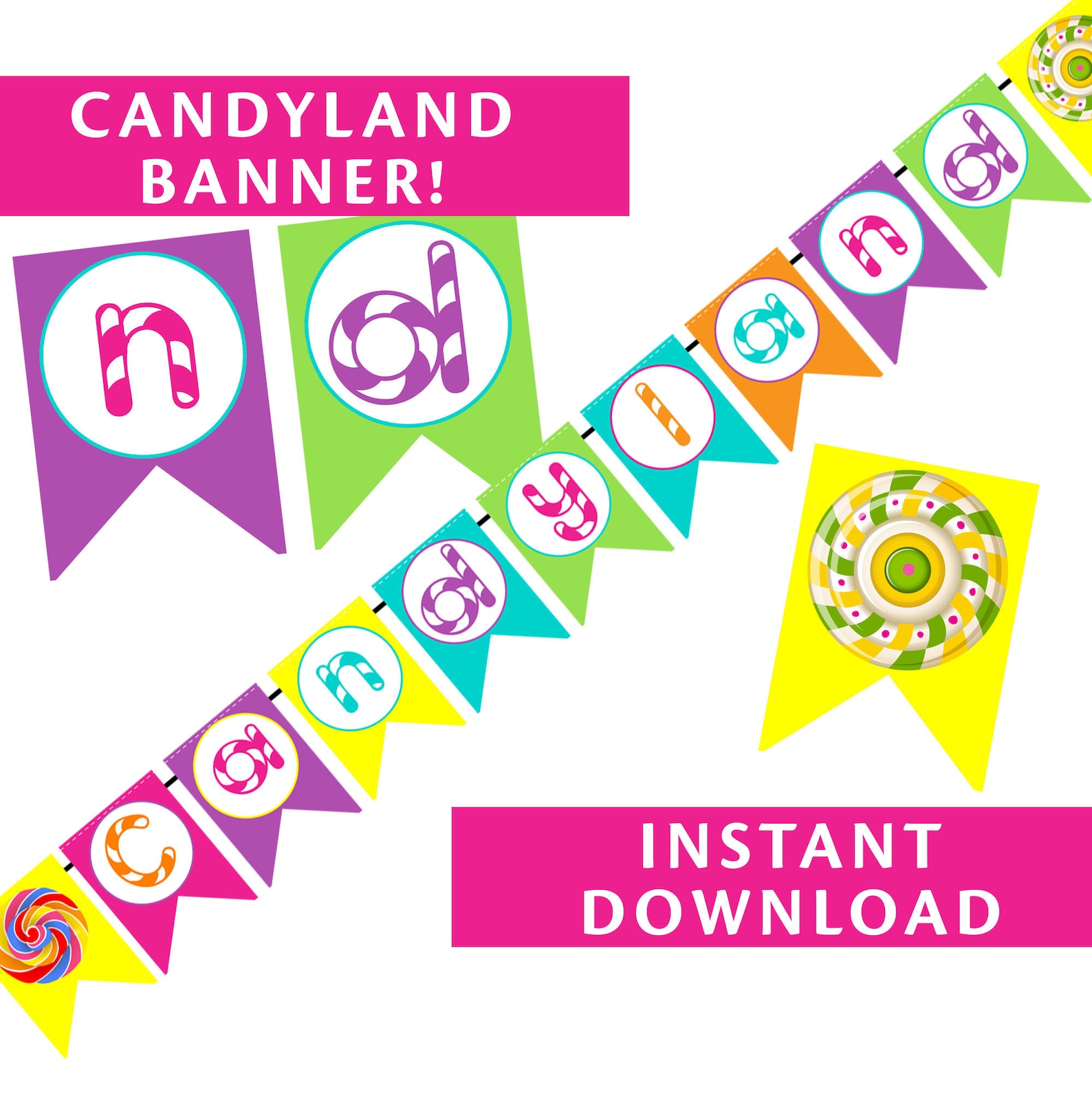 PRINTABLE Candyland Banner Candyland DIY Banner Easy & Etsy
