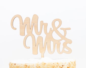 Mr and Mrs Cake Topper, Personalized Wedding Cake Topper, Acrylic & Wood Name Cake Topper, Rustic Wedding Cake Topper