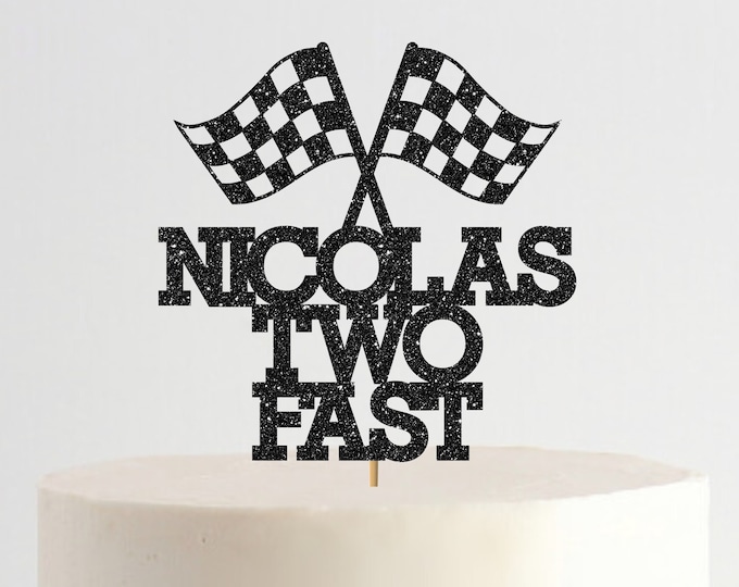 Name Two Fast Cake Topper, Racecar Theme 2nd Birthday Cake Topper, Race Car Second Birthday Party Decorations, Car 2nd Birthday, Fast Sign