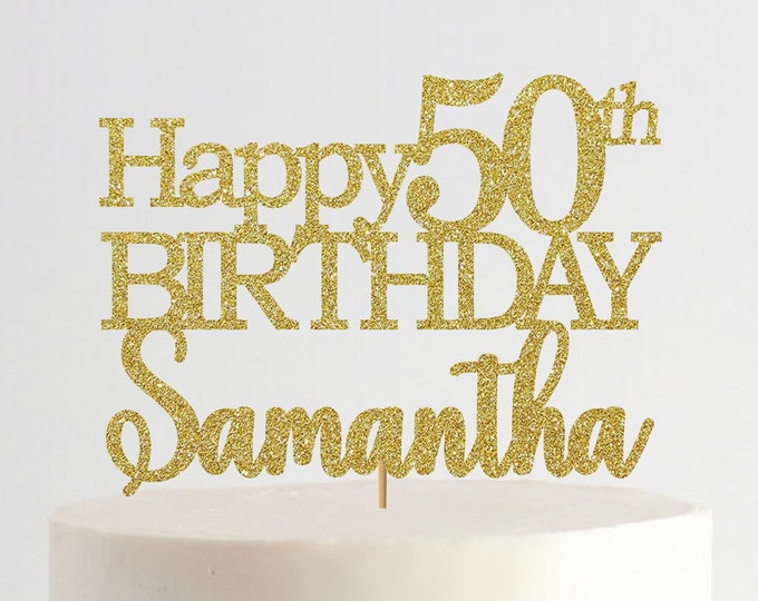Any Number Birthday Cake Topper 50th Birthday With Name, Fifty and Fabulous, Custom Name Birthday 60th, Customize Name or Age, 70th, 40th