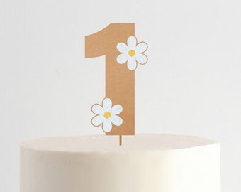 Daisy Cake Topper Flower, Daisy Birthday Party Decor, Daisy Boho Retro Party Decoration, Retro Groovy Birthday, 1st birthday, Daisy One