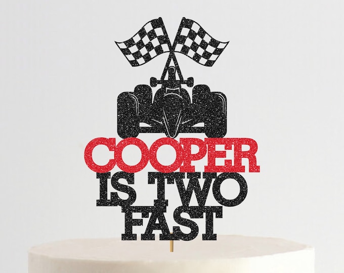 Name Two Fast Cake Topper, Racecar Theme 2nd Birthday Cake Topper, Race Car Second Birthday Party Decorations, Car 2nd Birthday, Fast Sign