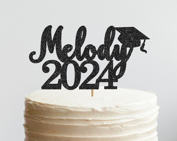 Congrats Name Cake Topper, Personalized Graduation 2024 Name Cake Topper, High School Prom Decorations, Prom party 2024 Centerpiece