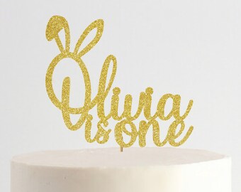 Personalized Bunny 1st Birthday Cake Topper, Custom name Bunny Ears Topper, Some Bunny is One, Easter First Birthday, Easter Theme Birthday