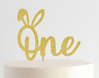 Age Bunny Ears Birthday Cake Topper, Custom Age Bunny Ears Topper, Some Bunny is One, Two Easter First Birthday, Easter Theme Birthday