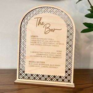Rattan Bar Menu Sign, Rattan Table Numbers, Boho Wedding, Wedding Wood Sign, Wedding Bar Menu Signature Drinks, Wedding Table Number