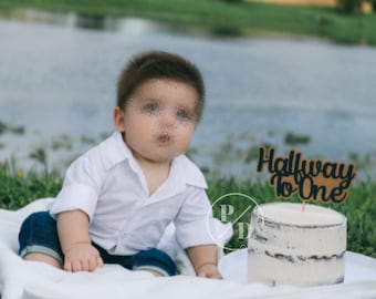 Halfway To One Cake Topper, 6 Months Sign, 6 Month Birthday Party, 1/2 Cake Topper, 6 Months Party, Half birthday