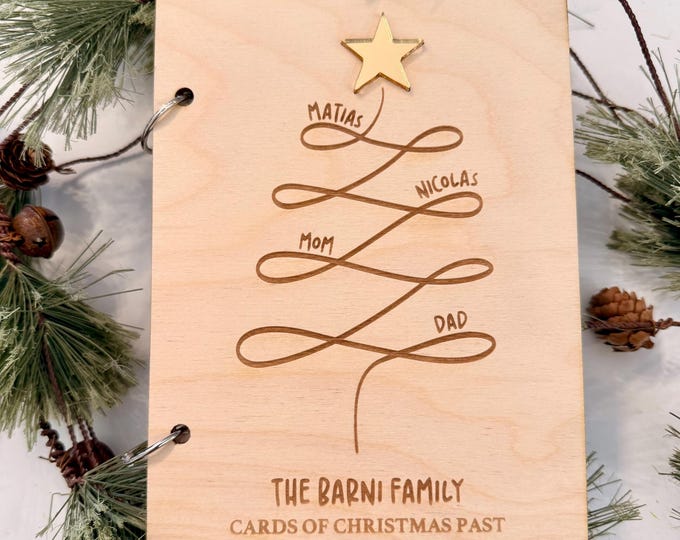 Personalized Christmas Card Holder • Cards of Christmas Past Book • Holiday Card Keeper • Family Name Memory Album • Gift for Her