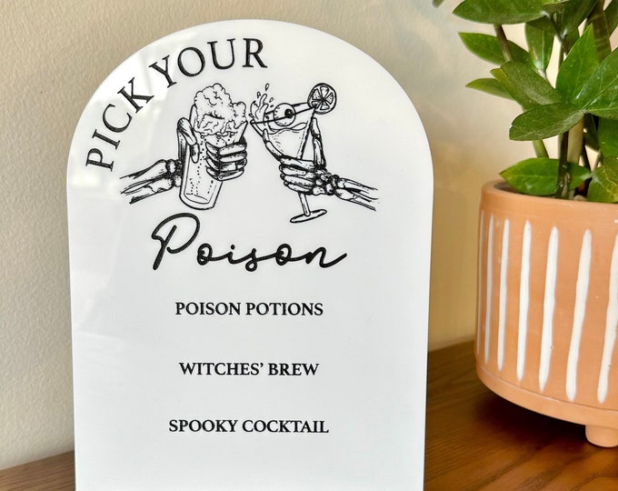 Halloween Acrylic Bar Sign, Pick Your Poison Bar Sign, Halloween Bar Menu, Halloween Bar Sign, Pick your Poison Sign, Pick Your Poison