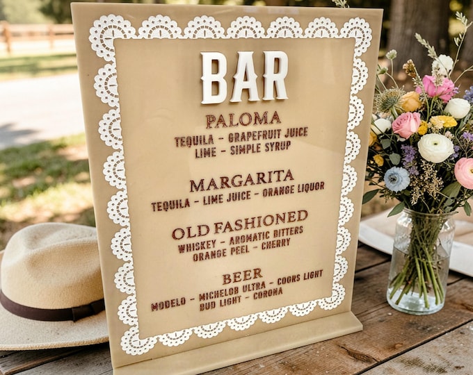Rustic Wedding Bar Menu Sign, Wedding Drink Menu Sign, Western Wedding Bar Decor, Barn Wedding Cocktail Menu, Country Wedding Drink Sign