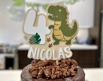 Personalized Dinosaur Cake Topper, Dinosaur Themed Birthday, Boy Dino, Girl Dino, Custom Cake Topper Birthday, First Birthday Dino