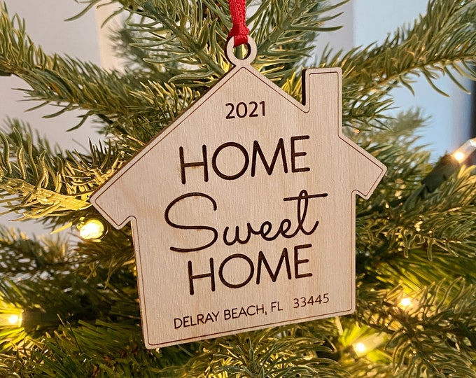 Home Sweet Home Christmas Ornament, Custom Address House Ornament, First Home Christmas Ornament, Realtor Gift, Housewarming gift