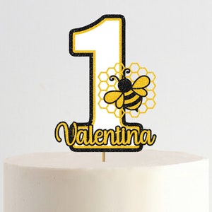 Custom Name and age Bee Cake Topper, Fun to Bee One Cake Topper, Bee Two Birthday, Bumble Bee First Birthday, Spring 2nd Cake Topper