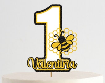 Custom Name and age Bee Cake Topper, Fun to Bee One Cake Topper, Bee Two Birthday, Bumble Bee First Birthday, Spring 2nd Cake Topper
