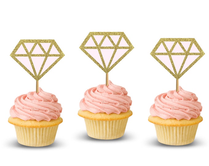 Diamond Cupcake Topper, Engagement Appetizer toothpick, Bride to Be, Bachelorette party, Engaged ring, Engagement Donut topper,