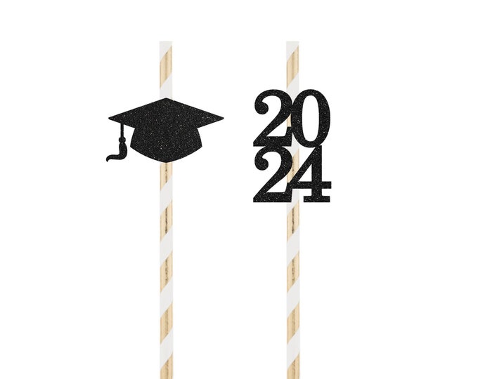 Graduation Paper Straw, Graduation 2024 Straw, College Grad Straw 2024, Graduation Party Decor, Senior 2024, Prom 2024 Paper straw