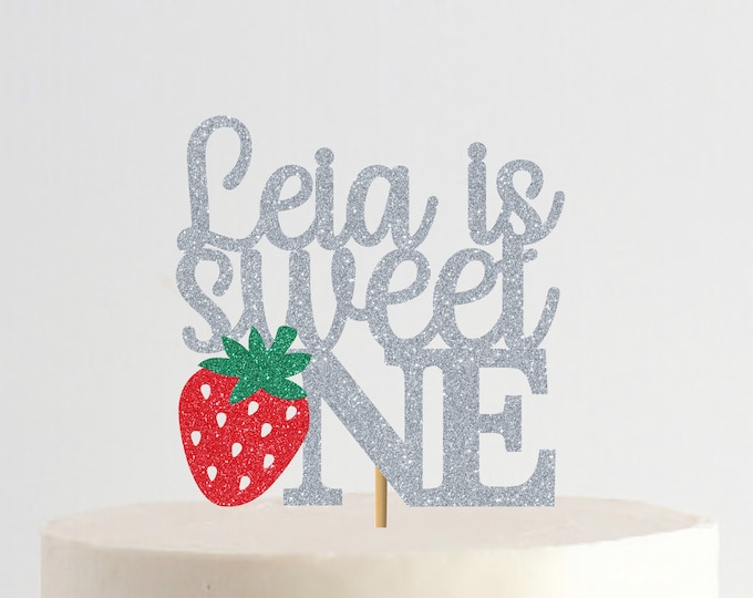 Custom Name Sweet ONE Strawberry Cake Topper, Strawberry Birthday Theme, First Smash Cake, Summer Fruits birthday Cake Topper, Berry Sweet