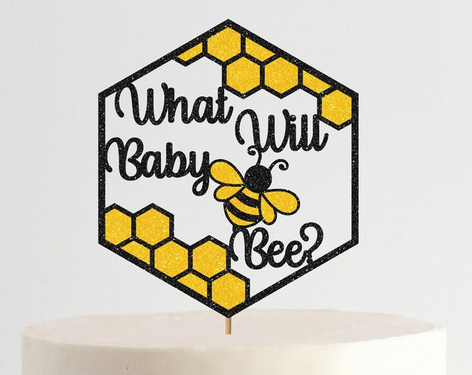 What Will Baby Bee Cake Topper, Bee Gender Reveal Cake topper, Bee Baby Shower