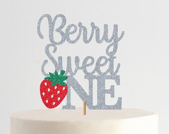 Berry Sweet One Cake Topper, Strawberry Cake topper, Strawberry Birthday Theme, First Smash Cake, Summer Fruit birthday Cake Topper