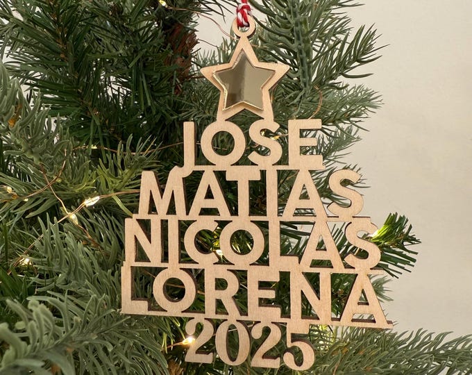 Personalized Family Christmas Ornament | Custom Wood Tree with Names | Family Name Ornament | Holiday Keepsake Gift | Christmas Decoration