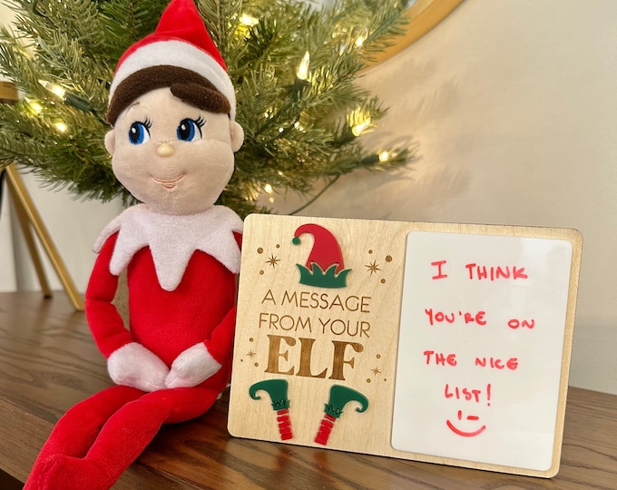 Elf Message Board Dry Erase, Elf Prop Christmas, Message from Elf Christmas Prop, Christmas Decor Holiday Elf Tradition, Shelf Message