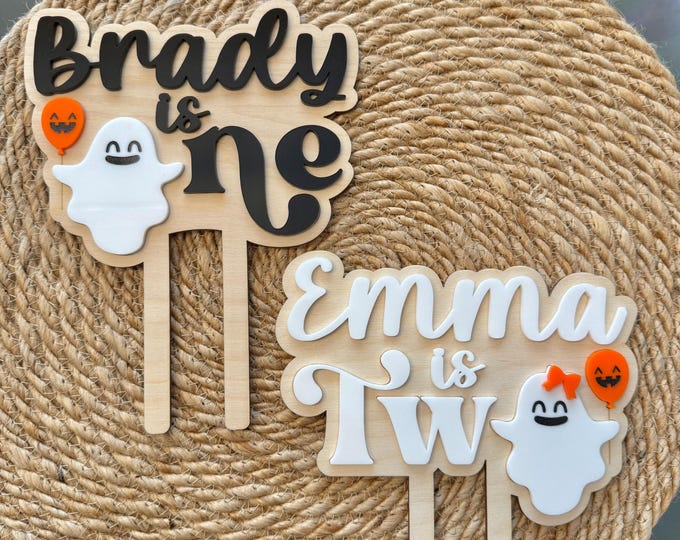 First Birthday Halloween Cake Topper, Spooky One Cake Topper, Two Spooky birthday topper, Four Ever Spooky, Trick or Three