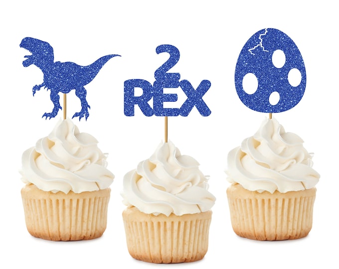 Dinosaur Rex Cupcake Topper, Two Rex Party Decor, Dinosaur Birthday Party Decor, T-Rex Cupcake Topper, Age Dinosaur Topper, Dinosaur theme