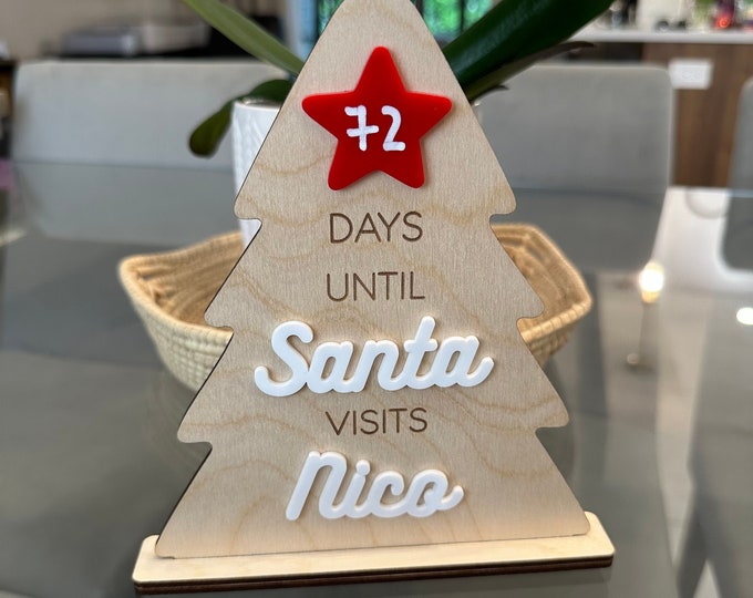 Christmas Tree Countdown, Santa Countdown, Days until Santa Sign, Sleeps Until Christmas Sign, Sleeps until Santa Sign Dry Erase Sign