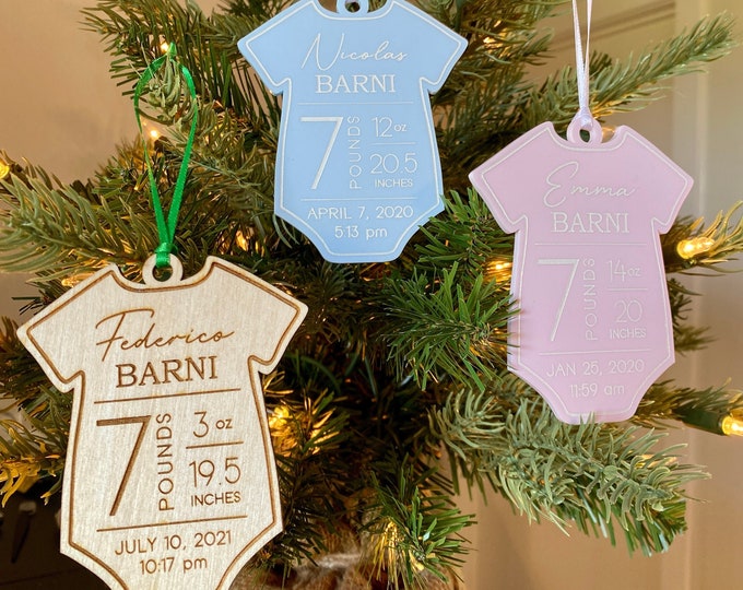 Baby Christmas Ornament, Baby's First Christmas, Personalized Birth Stat Ornament, New Baby Keepsake, Baby Announcement, Baby Shower Gift