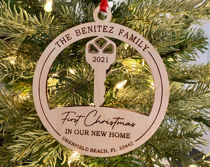 First Christmas in our New Home, Personalized Christmas First Home Ornament, Home Key, New Home Gift, Housewarming Gift, New Home Ornament