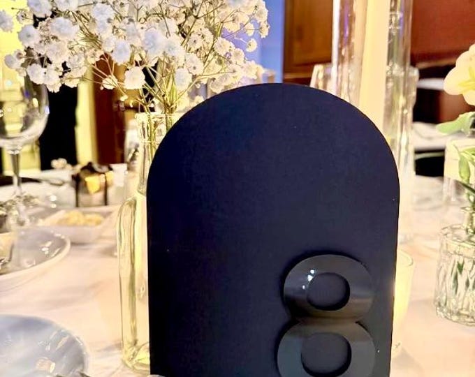 3D Wedding Modern Acrylic Table Number | Wedding Table Number | Minimal Arch Table Number | Elegant Event Decor | Black Acrylic Table Number