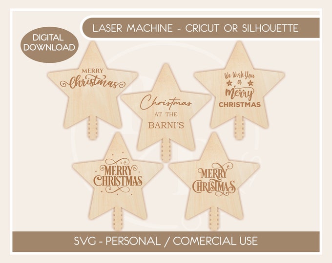 Christmas tree topper star ornament SVG file, unique tree topper with family name, first christmas family, holiday xmas gift DIGITAL FILE