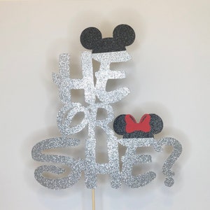 Gender Reveal Cake Topper Mickey and Minnie Inspired Gender image 6