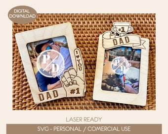 Father's Day SVG Fridge Magnet Photo Frame, Father's Day Digital File, Gift for Dad, Laser Ready File, Fathers Day clip car file