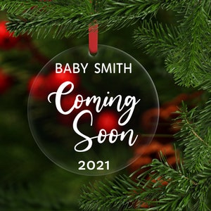 Pregnancy Announcement Christmas Ornament, Coming Soon Pregnancy Announcement Ornament, Personalized Ornament, Christmas Ornament for Baby