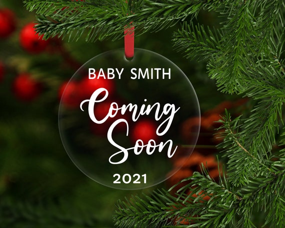 Pregnancy Announcement Christmas Ornament Coming Soon