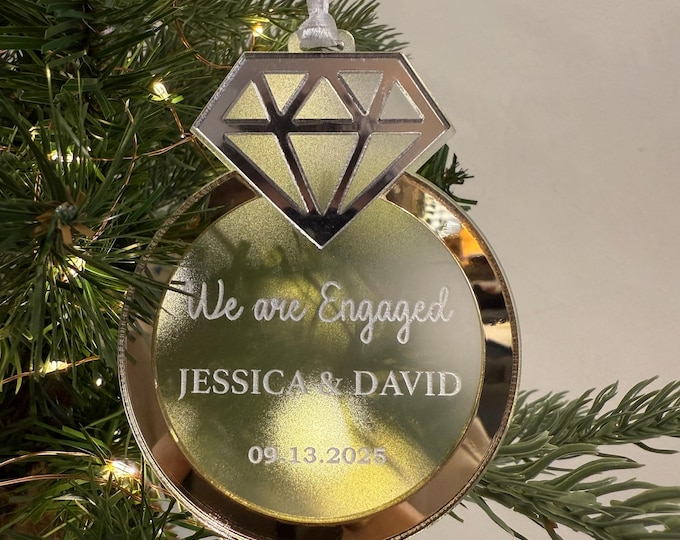 First Christmas Engaged Ornament, Personalized Engagement Ornament, Newly Engaged Gift