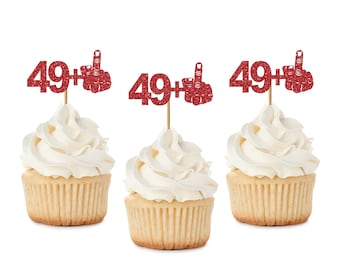 49 + 1 Cupcake Toppers, Funny 50th Birthday Middle Finger Topper, 50th Birthday Party Decoration, Fuck 50 Cupcake Topper, Hello 50 topper