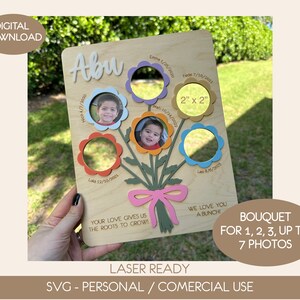 Mother's Day Flower Photo Bouquet SVG, Mother's Day Digital File, Gift for Mom Abu Grandma Laser, Flower File, Mother's Flower Photo Sign