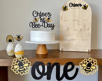 Fotobord 'Mijn eerste jaar', Mijlpaalbord met thema Bumble Bee Day, Fotoposter van één jaar, Houten bord voor de eerste verjaardag van een baby, Decoratie voor een bijenfeestje