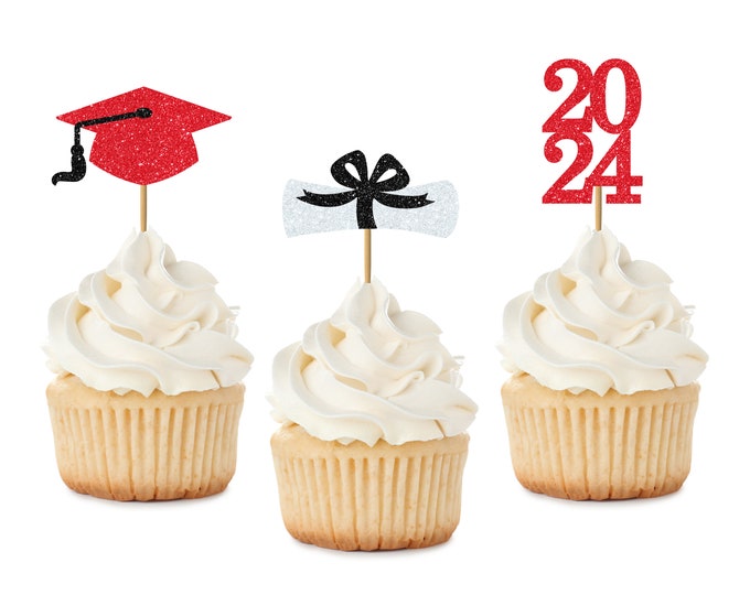 Graduation Cupcake Toppers, Custom Toothpick, Graduation Picks, College Grad Toppers, College Picks, 2024 Toppers, Senior 2024