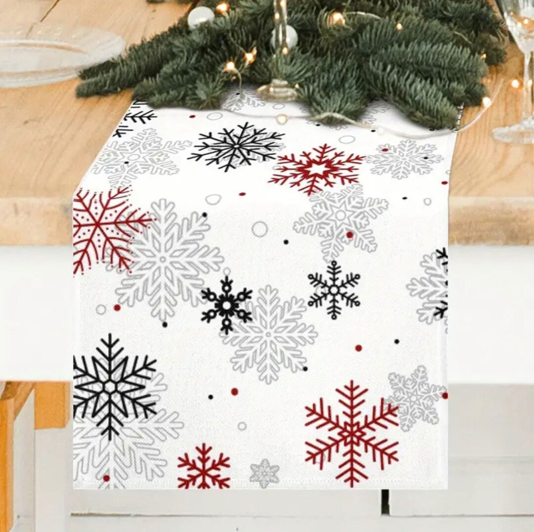 Winter Table Runner Snowflakes Table Runner Let It Snow Etsy