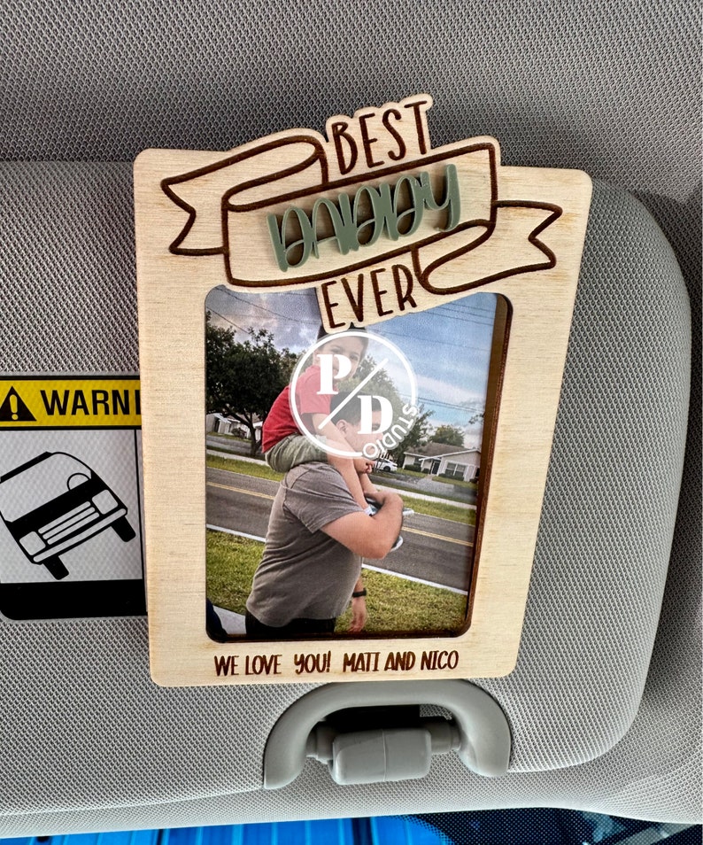 Father's Day Gift Fridge Photo Magnet, Wallet Size Photo Frame, Dad photo frame, gift for grandpa, gift for dad, Custom Photo Car Visor Clip image 2