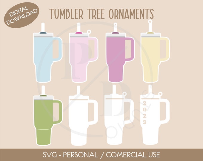 Tumbler Tree Ornament Bundle SVG File Christmas Tumbler ornaments 40oz 30oz 20oz Laser Cut File Digital Download